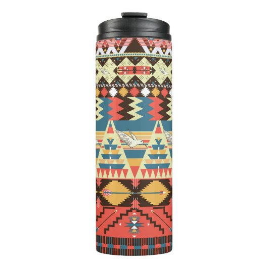 アステカカラフル：鳥、花の模様。 タンブラー (正面)