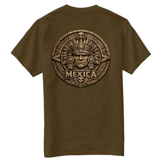 アステカカレンダー - バックプリント Tシャツ