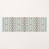 アステカシェイプ2Wayパターンラストクリームティール（緑がかった色） – 青 ヨガマット (正面(横))
