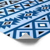 アステカスタイルパターンブルースブラック&ホワイト ポスター (角)