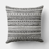 アステカスタイルパターン白黒パターン クッション (裏面)