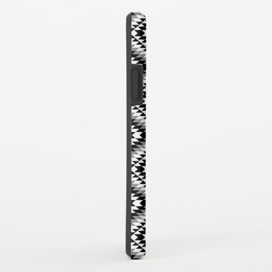 アステカスタイル化BW+グレー記号パターン Case-Mate iPhoneケース (裏面/右)