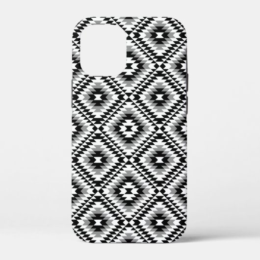 アステカスタイル化BW+グレー記号パターン Case-Mate iPhoneケース (裏面)