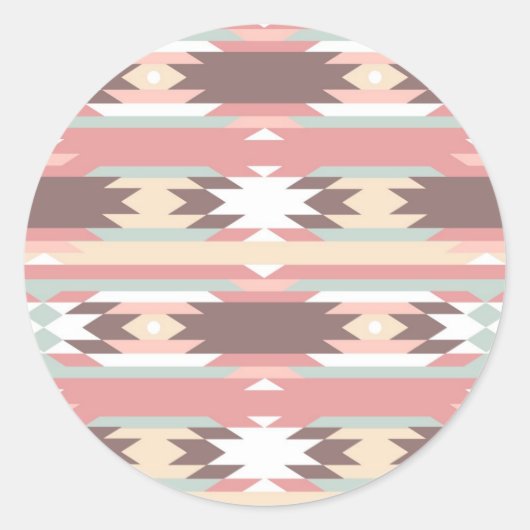 アステカスタイル2の幾何学的パターン ラウンドシール (正面)