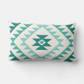 アステカダイヤモンドモチーフデザインティール(緑がかった色)&クリーム アウトドアクッション (裏面)