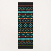 アステカティール(緑がかった色)レッズイエローブラックミックスモチーフ ヨガマット (正面)