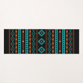 アステカティール(緑がかった色)レッズイエローブラックミックスモチーフ ヨガマット (正面(横))