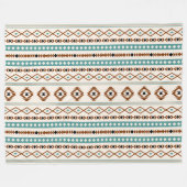 アステカティール(緑がかった色)Ter Blk Crm混合モチーフ(H)パターン フリースブランケット (正面(横))