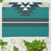 アステカデザインターコイズ キッチンタオル (折り畳み)