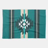 アステカデザインターコイズ キッチンタオル (横)