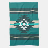 アステカデザインターコイズ キッチンタオル (縦)