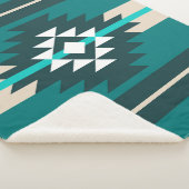 アステカデザインターコイズ シェルパブランケット (3/4)