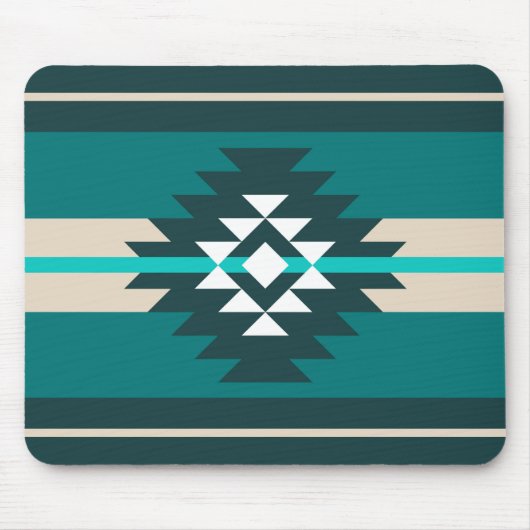 アステカデザインターコイズ マウスパッド (正面)