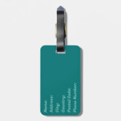アステカデザインターコイズ ラゲッジタグ (裏面縦)