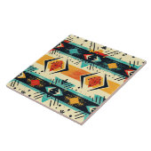 アステカパターン レトロ 幾何学的な抽象 ターコイズ オレンジ タイル (側面)