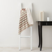 アステカブラウンズラストクリーム混合モチーフ柄 シェルパブランケット (インサイチュ)