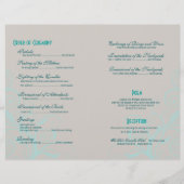 アステカペイズリー結婚式 プログラム-ティール（緑がかった色）炭 (裏面)