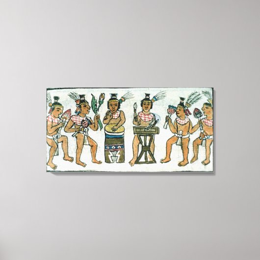 アステカミュージシャンの説明アステカ キャンバスプリント (正面)