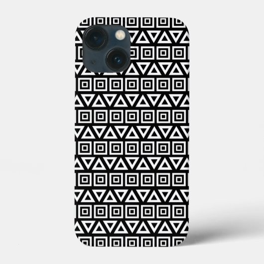 アステカ三角形+正方形パターン白（黒） Case-Mate iPhoneケース (裏面)
