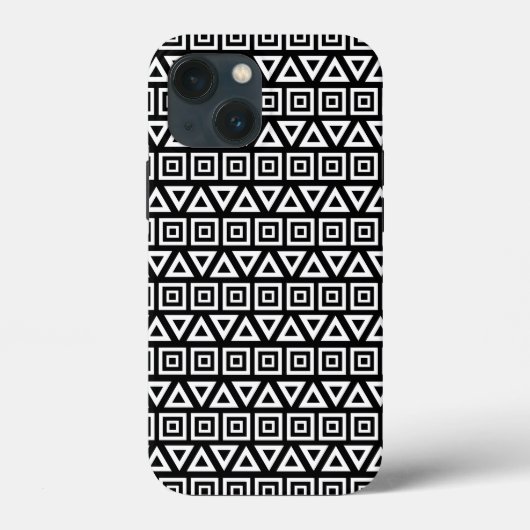 アステカ三角形+正方形パターン白（黒） Case-Mate iPhoneケース (裏面)