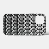 アステカ三角形+正方形パターン白（黒） Case-Mate iPhoneケース (裏面 (横))