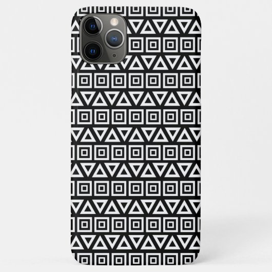 アステカ三角形+正方形パターン白(黒) Case-Mate iPhoneケース (裏面)
