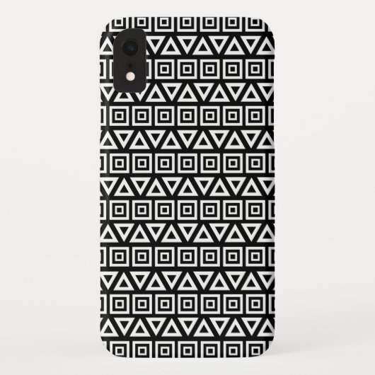 アステカ三角形+正方形パターン白（黒） Case-Mate iPhoneケース (裏面)