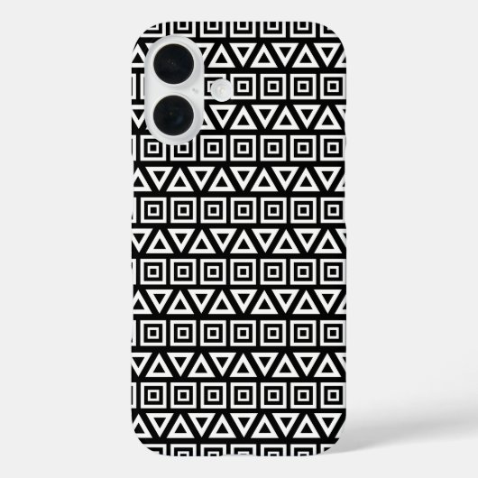 アステカ三角形+正方形パターン白(黒) Case-Mate iPhoneケース (裏面)