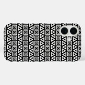 アステカ三角形+正方形パターン白(黒) Case-Mate iPhoneケース (裏面 (横))