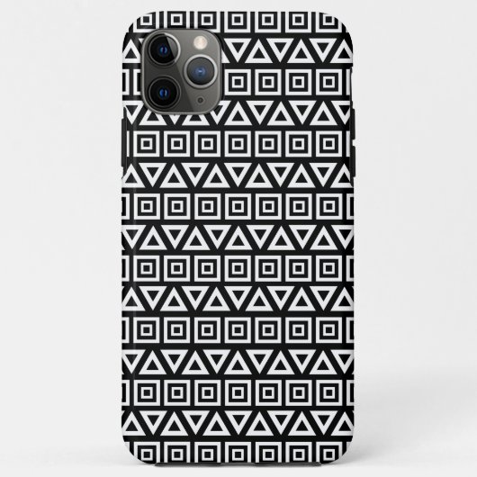 アステカ三角形+正方形パターン白(黒) Case-Mate iPhoneケース (裏面)