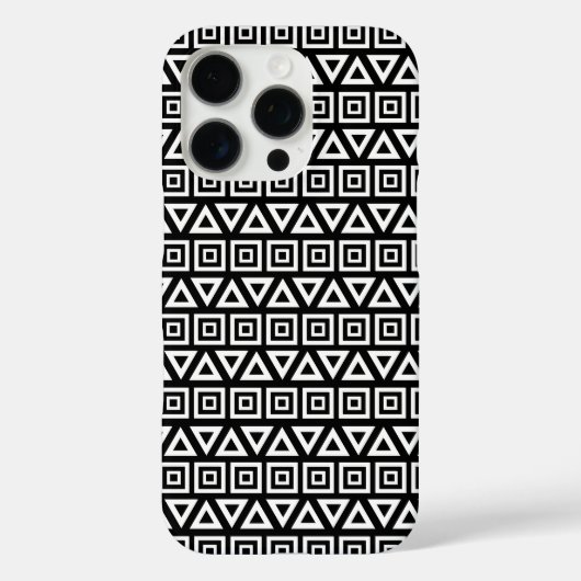 アステカ三角形+正方形パターン白(黒) Case-Mate iPhoneケース (裏面)