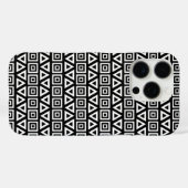 アステカ三角形+正方形パターン白(黒) Case-Mate iPhoneケース (裏面 (横))