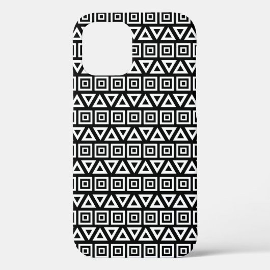 アステカ三角形+正方形パターン白（黒） Case-Mate iPhoneケース (裏面)