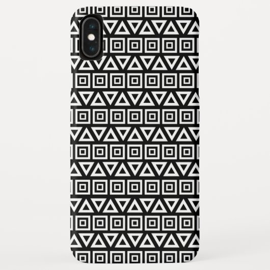 アステカ三角形+正方形パターン白(黒) Case-Mate iPhoneケース (裏面)