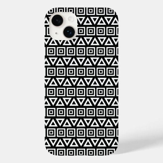 アステカ三角形+正方形パターン白(黒) Case-Mate iPhoneケース (裏面)