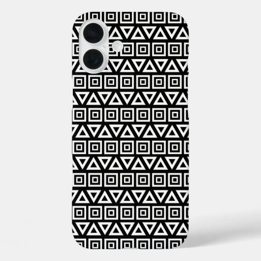 アステカ三角形+正方形パターン白(黒) Case-Mate iPhoneケース (裏面)