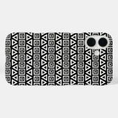 アステカ三角形+正方形パターン白(黒) Case-Mate iPhoneケース (裏面 (横))