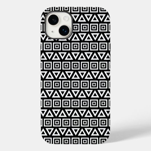 アステカ三角形+正方形パターン白（黒） Case-Mate iPhoneケース (裏面)