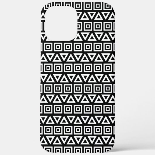 アステカ三角形+正方形パターン白(黒) Case-Mate iPhoneケース (裏面)