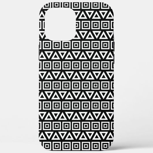 アステカ三角形+正方形パターン白（黒） Case-Mate iPhoneケース (裏面)