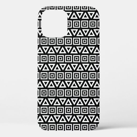 アステカ三角形+正方形パターン白（黒） Case-Mate iPhoneケース (裏面)