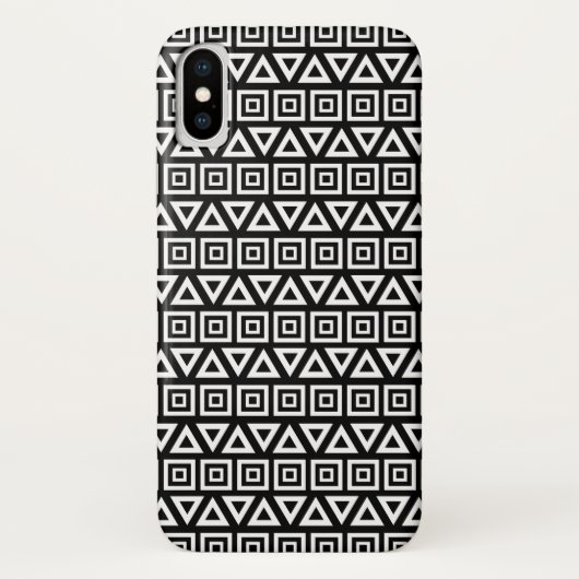 アステカ三角形+正方形パターン白(黒) Case-Mate iPhoneケース (裏面)