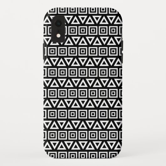 アステカ三角形+正方形パターン白（黒） Case-Mate iPhoneケース (裏面)