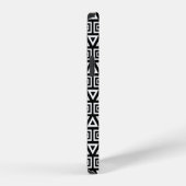 アステカ三角形+正方形パターン白（黒） iPhoneケース (右側面)