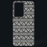 アステカ三角形 正方形パターン白（黒） SAMSUNG GALAXY S21 ULTRAケース<br><div class="desc">スタイルアステカの三角形と正方形のパターンは、黒い背景デザイン上で白で表示される。</div>