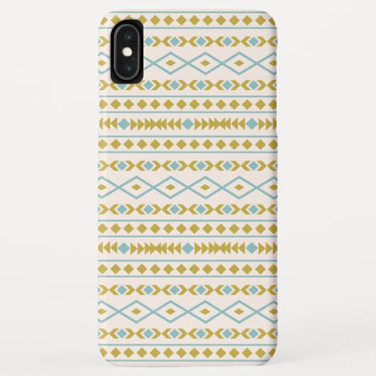 アステカ図形パターンティール(緑がかった色)金ゴールドクリーム Case-Mate iPhoneケース (裏面)