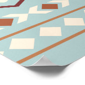 アステカ図形パターンラストクリームティール(緑がかった色) – 青 ポスター (角)