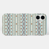 アステカ図形パターンラストクリームティール（緑がかった色） – 青 Case-Mate iPhoneケース (裏面 (横))