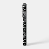 アステカ図形パターン白グレー黒 iPhoneケース (左側面)