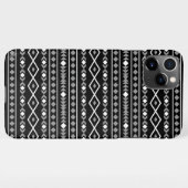 アステカ図形パターン白グレー黒 iPhoneケース (裏面横)